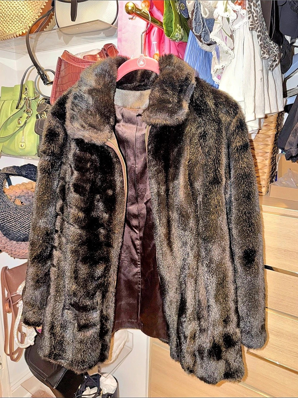 Tissavol Faux Fur Jacket in Dark Brown